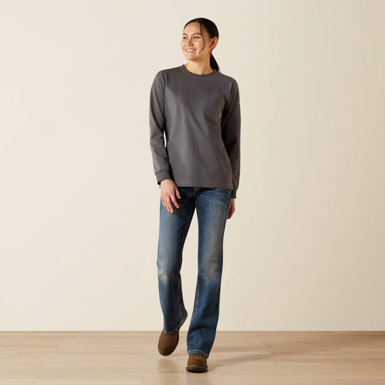 Ariat Women's FR Pima Stretch US Logo Baselayer - Charcoal - 10062317 - Overlook Boots