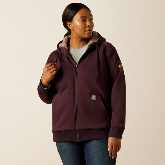Ariat Women's Rebar All-Weather Sherpa Full Zip Hoodie - Fudge - 10062329 - Overlook Boots