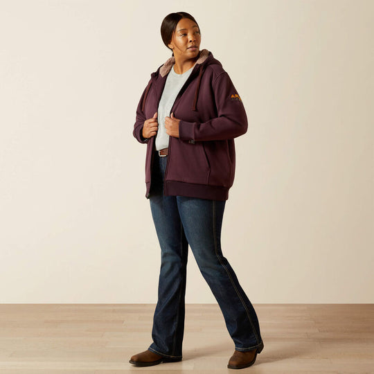 Ariat Women's Rebar All-Weather Sherpa Full Zip Hoodie - Fudge - 10062329 - Overlook Boots