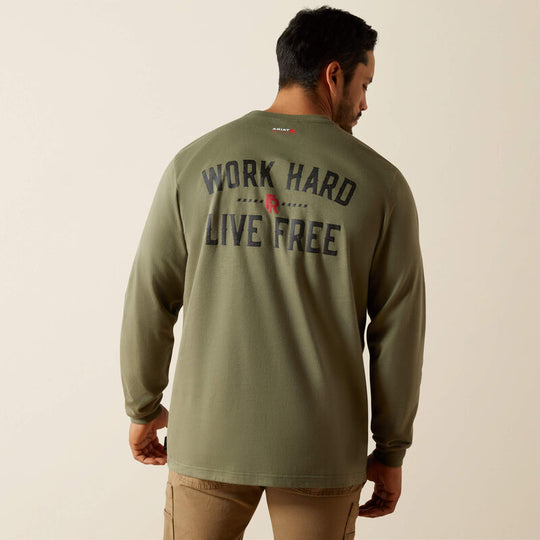 Ariat Men's FR Work Hard Live Free T-Shirt - Grape - 10062334 - Overlook Boots