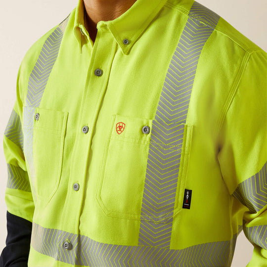 Ariat Men's FR Hi-Vis Air Inherent Classic Fit Work Shirt - Yellow - 10062359 - Overlook Boots