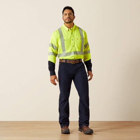 Ariat Men's FR Hi-Vis Air Inherent Classic Fit Work Shirt - Yellow - 10062359 - Overlook Boots
