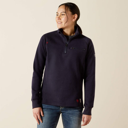 Ariat Women's Flame Resistant Rev 1/4 Zip Top - Navy - 10062555 X-Small / Navy - Overlook Boots
