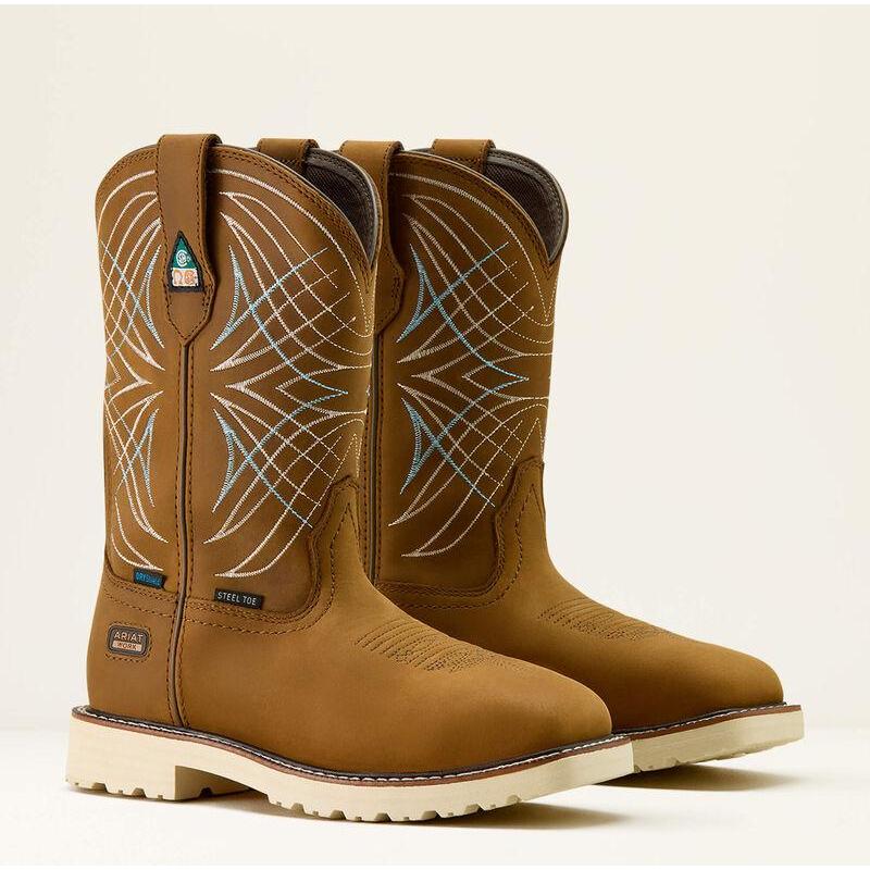 Ariat Women's Activator CSA 10" Square Toe Waterproof Western Work Boot - Brown - 10063856 - Overlook Boots