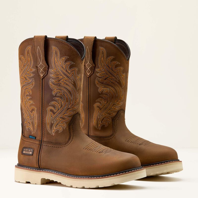 Ariat Men's Activator Argo 11" Round Toe WP Work Boot- Brown- 10063860 - Overlook Boots