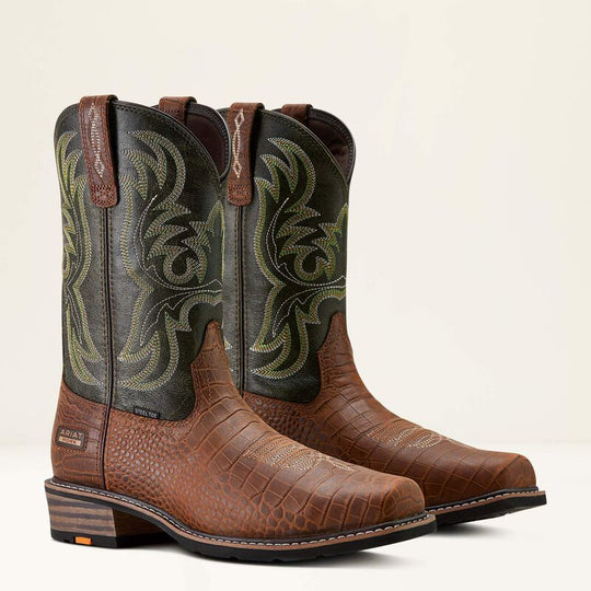 Ariat Men's Ironside Square Toe 11" Slip Resist Western Work Boot - Brown - 10063891 7.0 / Medium / Brown - Overlook Boots