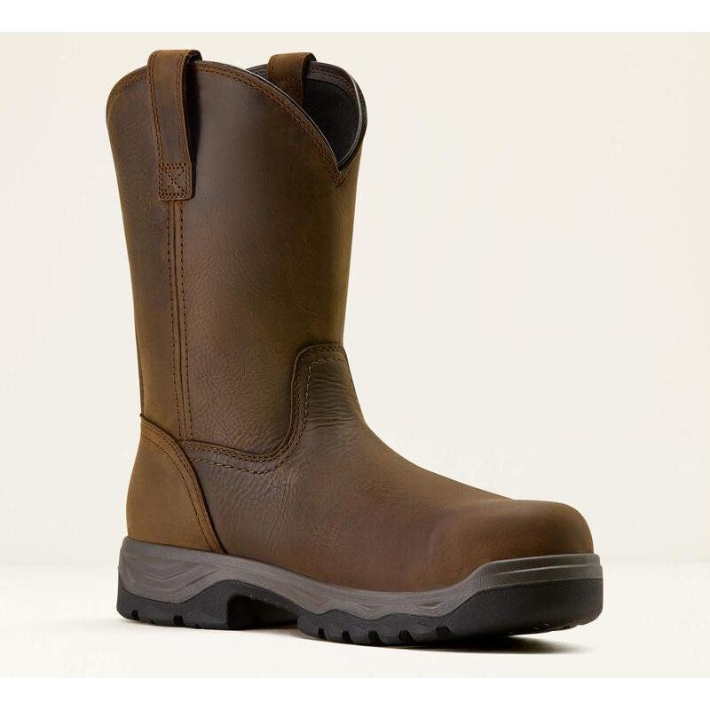 Ariat Men's Turbo Duratread 10" CT Pull On Work Boot- Brown- 10074209 7.0 / Medium / Brown - Overlook Boots