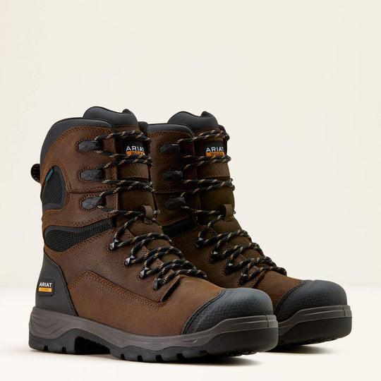 Ariat Men's Turbo DuraTread 8" Round Toe Waterproof Work Boot- Brown- 10074264 - Overlook Boots