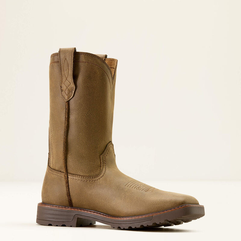 Ariat Men's Activator 11" Square Toe Pull On Work Boot- Brown- 10074290 7 / Medium / Brown - Overlook Boots