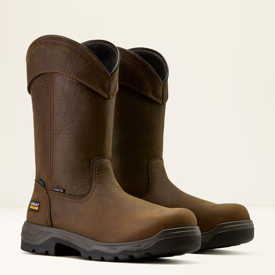 Ariat Men's Duratread 11" Carbon Toe Waterproof Pull On Work Boot- Brown- 10074292 - Overlook Boots
