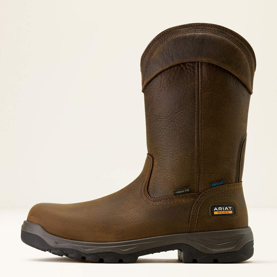 Ariat Men's Duratread 11" Carbon Toe Waterproof Pull On Work Boot- Brown- 10074292 - Overlook Boots