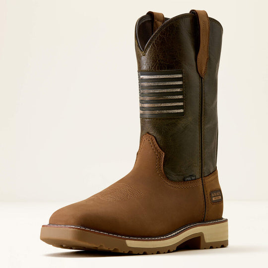 Ariat Men's Activator Patriot Wide Square Toe Steel Toe Work Boot - Brown - 10080468
