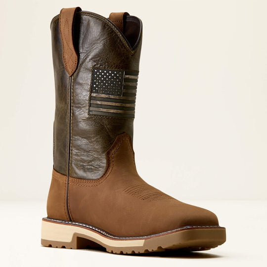 Ariat Men's Activator Patriot Wide Square Toe Steel Toe Work Boot - Brown - 10080468