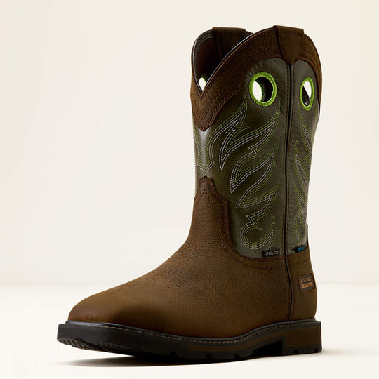 Ariat Men's Groundwork Waterproof Square Toe Steel Toe Work Boot - Brown - 10082099