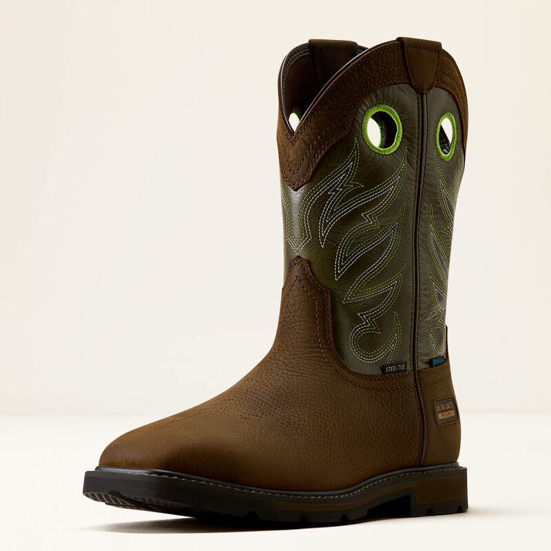 Ariat Men's Groundwork Waterproof Square Toe Steel Toe Work Boot - Brown - 10082099 - Overlook Boots