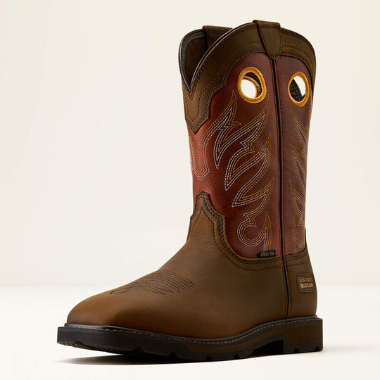Ariat Men's Groundwork Wide Square Toe Steel Toe Work Boot - Brown - 10082160
