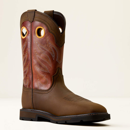 Ariat Men's Groundwork Wide Square Toe Steel Toe Work Boot - Brown - 10082160