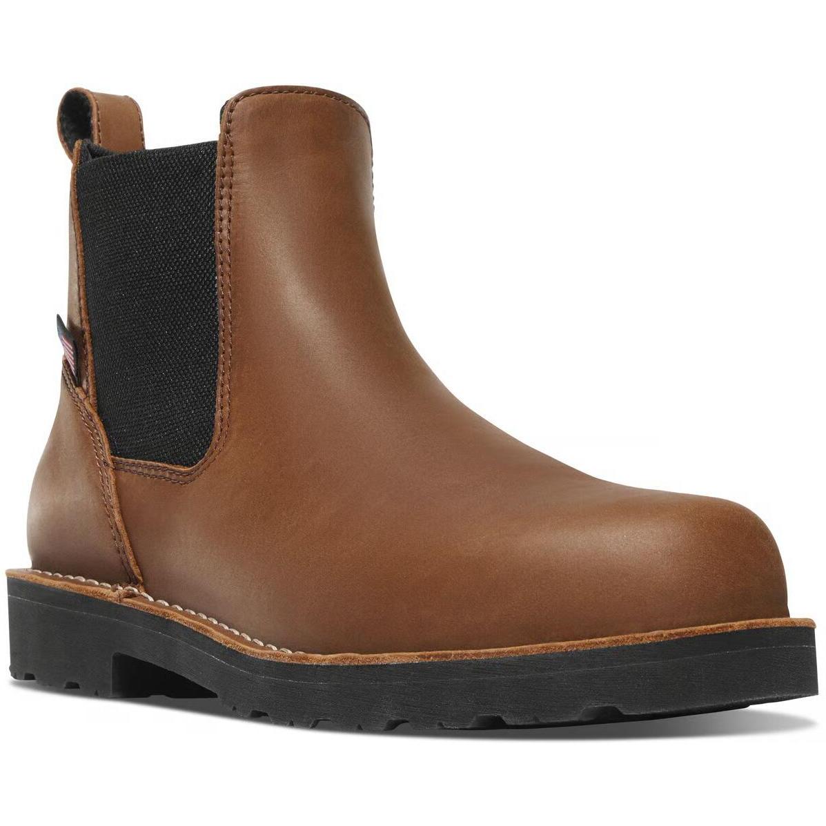 Danner Men's Bull Run 6" Steel Toe Chelsea Work Boot- Tobacco- 15487 6 / Wide / Brown - Overlook Boots