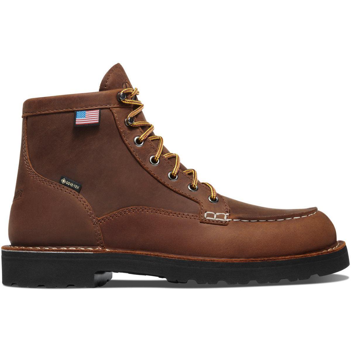 Danner Men's Bull Run GORE-TEX® 6" Plain Toe Waterproof Work Boot - Tobacco - 15592 - Overlook Boots