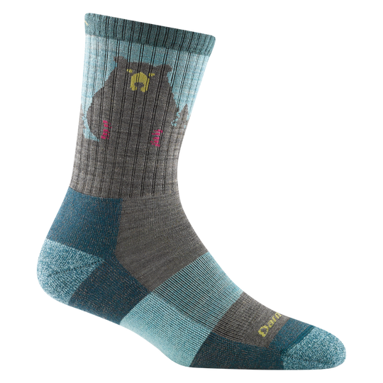 Women's Darn Tough Bear Town Micro Crew Lightweight Hiking Socks - 1970 - 3 PACK Small / Aqua - Overlook Boots
