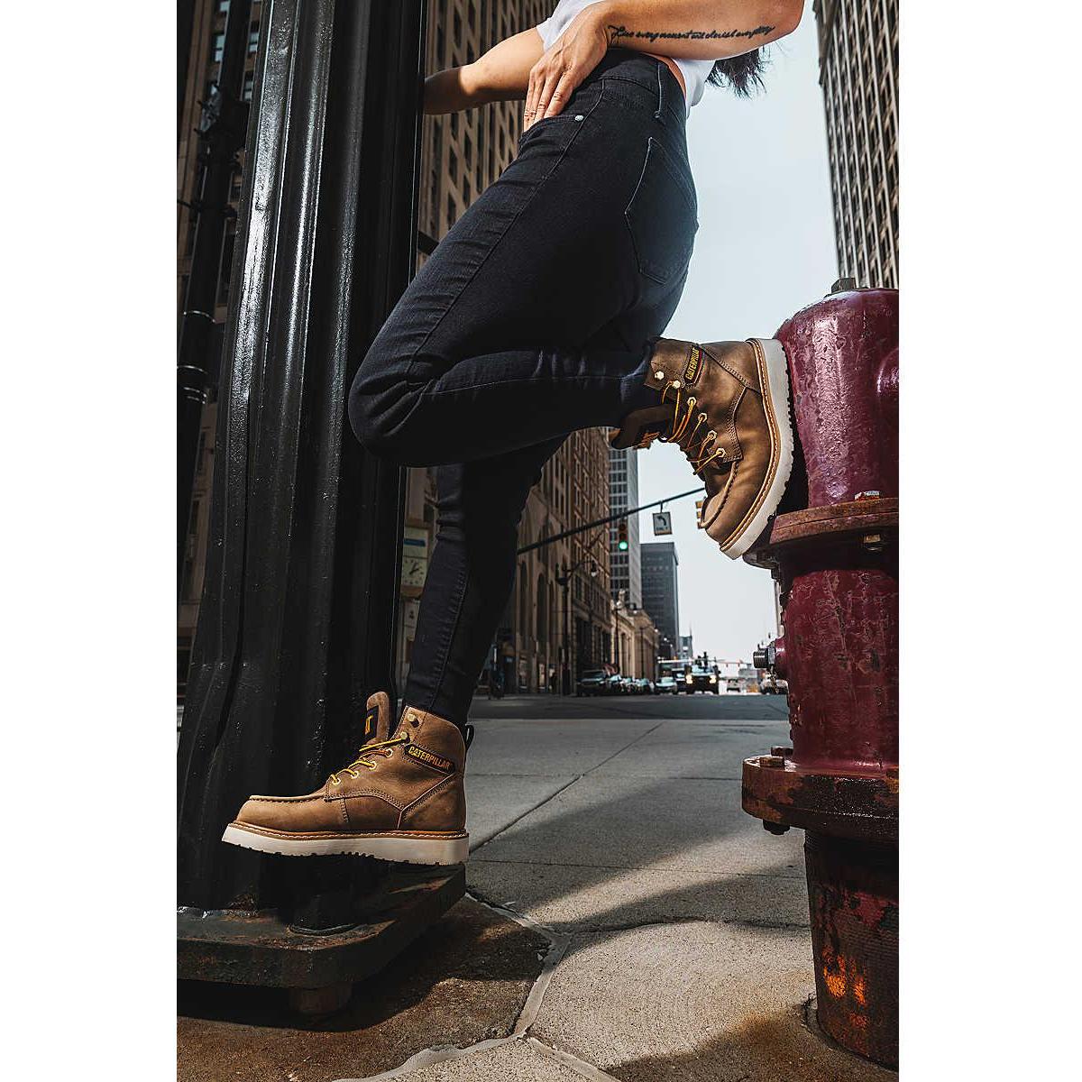 Cat Women's Reclaimer Soft Toe Waterproof Wedge Work Boot - Navy - P51111 - Overlook Boots