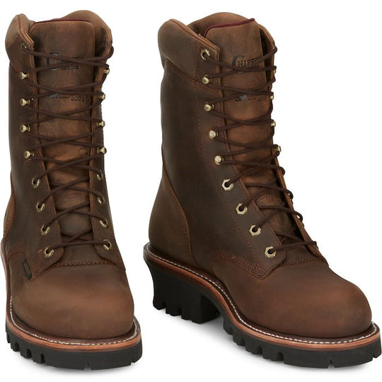 Chippewa Men's Super Dna 9" Steel Toe Waterproof Lace Up Work Boot -Brown- 59407 - Overlook Boots
