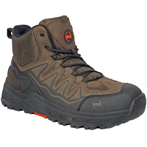 Hoss Men's Eric Hi Oblique Toe Slip Resistant Work Shoe - Brown 50239 7 / Extra Wide / Brown - Overlook Boots