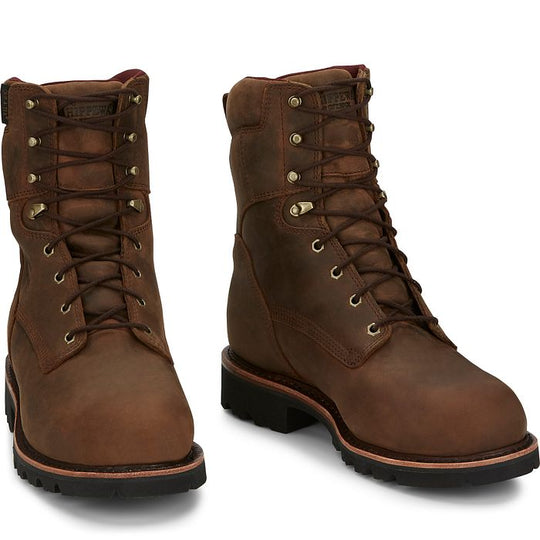 Chippewa Men's 8" Steel Toe 400G Ins Waterproof Work Boot - Brown - 59330 - Overlook Boots
