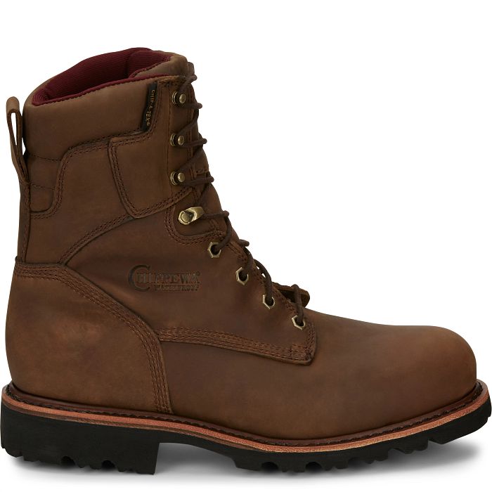 Chippewa Men's 8" Steel Toe 400G Ins Waterproof Work Boot - Brown - 59330 - Overlook Boots