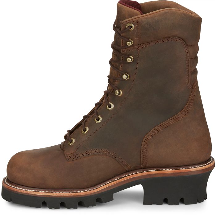 Chippewa Men's 9" Steel Toe WP Ins Logger Work Boot - Brown - 59405  - Overlook Boots