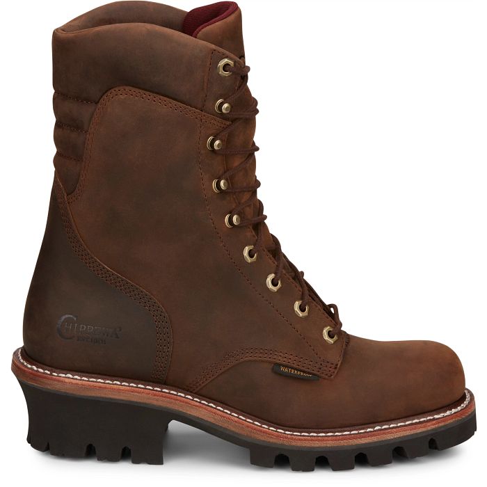 Chippewa Men's Super Dna 9" Plain Toe Waterproof Lace Up Work Boot -Brown- 59406 - Overlook Boots
