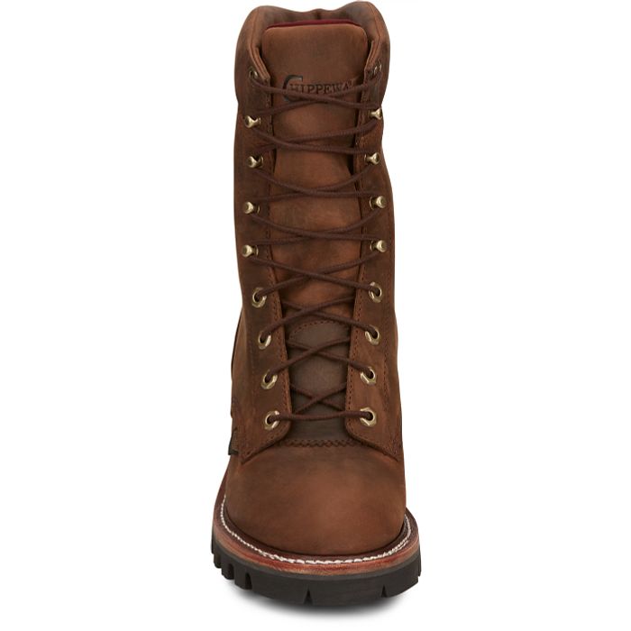 Chippewa Men's Super Dna 9" Plain Toe Waterproof Lace Up Work Boot -Brown- 59406 - Overlook Boots