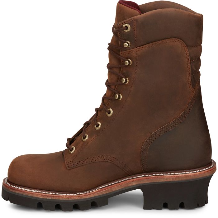 Chippewa Men's Super Dna 9" Plain Toe Waterproof Lace Up Work Boot -Brown- 59406 - Overlook Boots