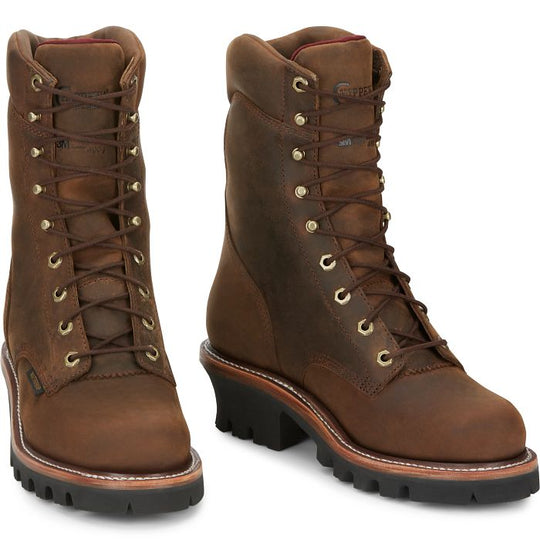 Chippewa Men's Super Dna 9" Plain Toe 400G Insulated Lace Up Work Boot -Brown- 59408 - Overlook Boots