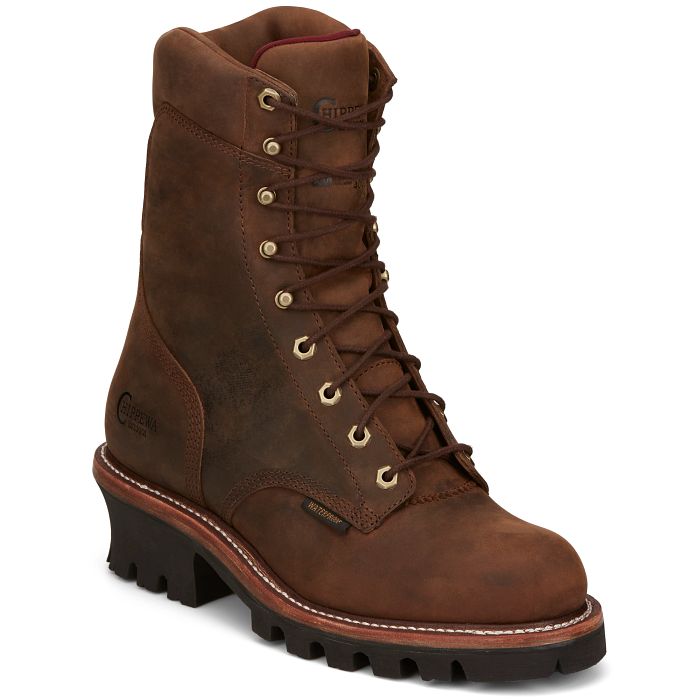 Chippewa Men's Super Dna 9" Plain Toe WP Lace Up Work Boot -Brown- 59408  - Overlook Boots