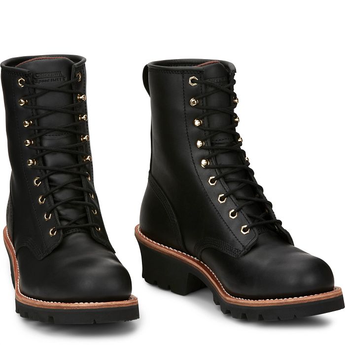 Chippewa Men's Baldor 8" Steel Toe Logger Work Boot - Black - 73020  - Overlook Boots