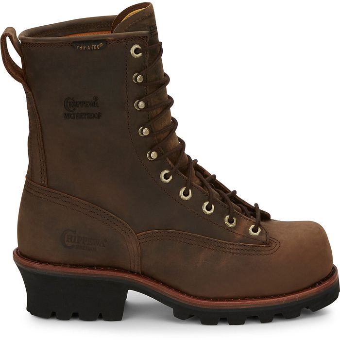 Chippewa Men's Paladin 8" Steel Toe Waterproof Logger Work Boot- Brown- 73101 - Overlook Boots