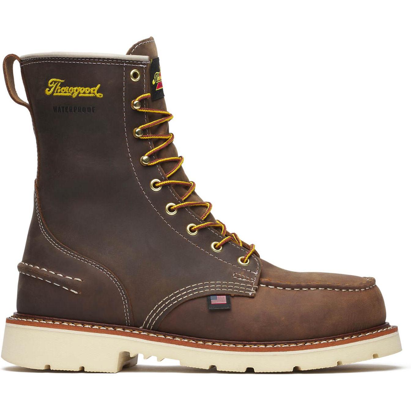 Thorogood Men's 1957 Series 8" Steel Moc Toe 90 WP Work Boot - Brown - 804-3868 7 / Medium / Brown - Overlook Boots