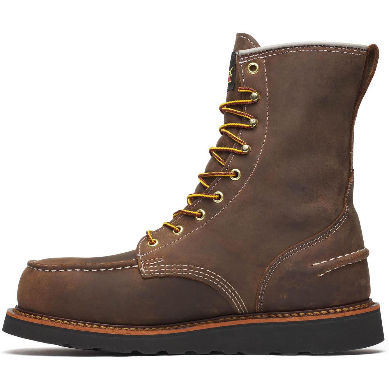 Thorogood Men's 1957 Series 8" Moc Toe WP BLK Wedge Work Boot- Crazy- 804-3878 - Overlook Boots