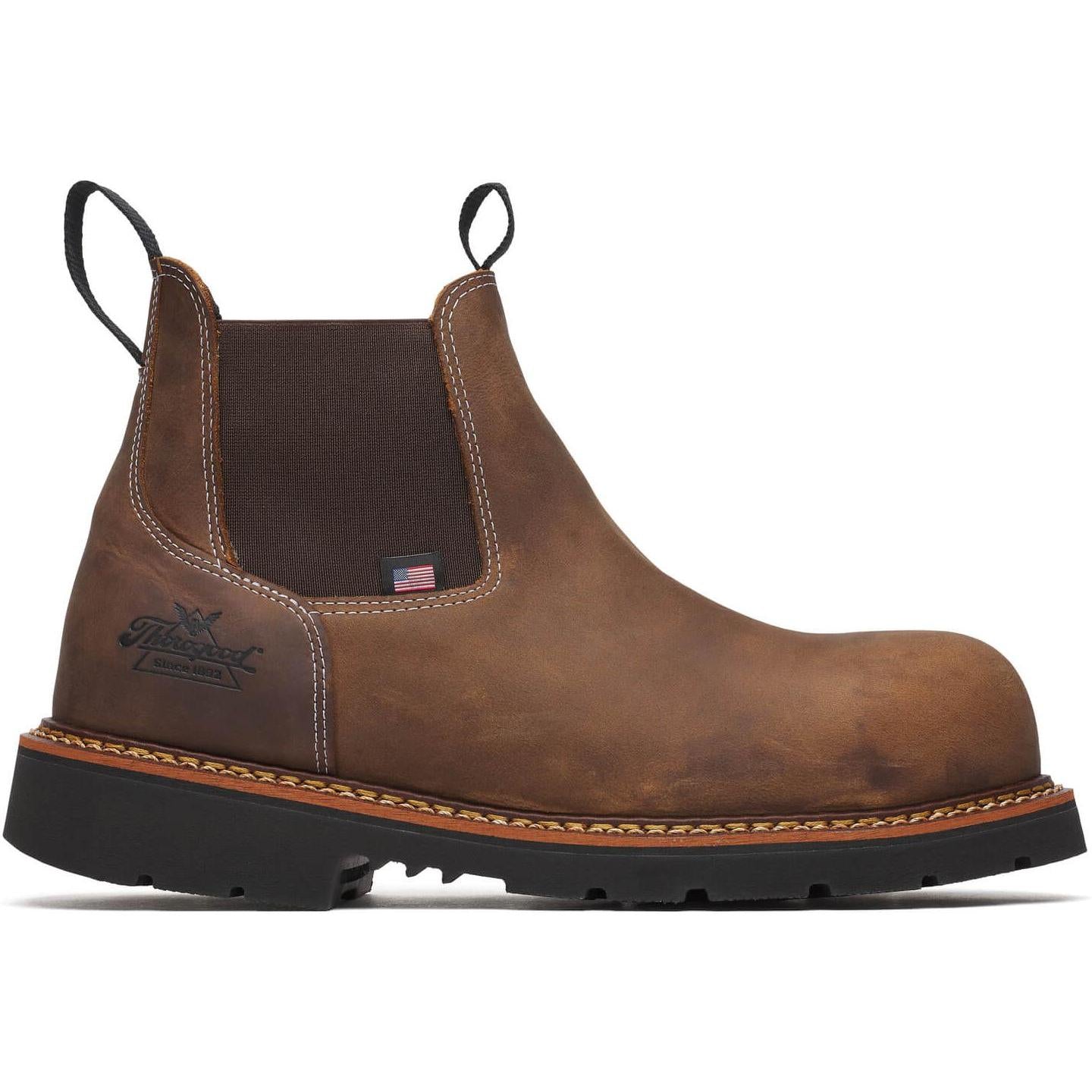 Thorogood Men's American Heritage Round Toe 90 Chelsea Work Boot- Crazy- 804-4109 8 / Medium / Brown/Sage - Overlook Boots