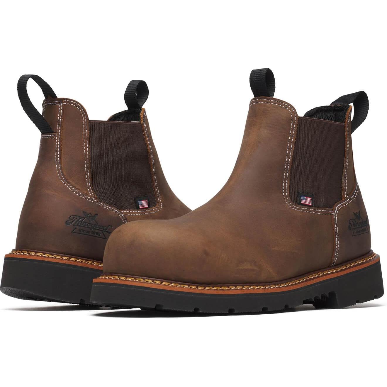 Thorogood Men's American Heritage Round Toe 90 Chelsea Work Boot - Brown - 804-4109 - Overlook Boots