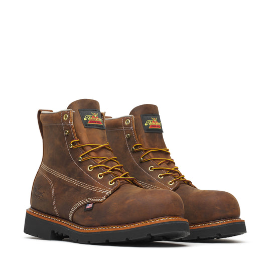 Thorogood Men's American Heritage 6" Steel Toe Slip Resistant Work Boot - Brown - 804-4111