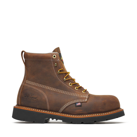 Thorogood Men's American Heritage 6" Steel Toe Slip Resistant Work Boot - Brown - 804-4111