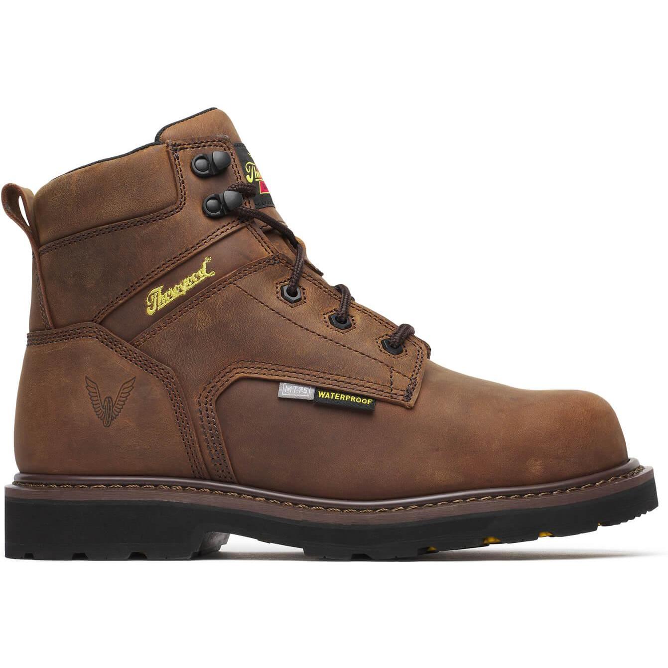 Thorogood Men's Jobsite Series 6" Moc Toe WP I-Met Blk Work Boot- Crazy- 804-4150 7 / Medium / Crazy Horse - Overlook Boots