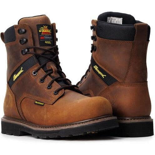 Thorogood Men's Jobsite 8" Safety Toe Waterproof 400G Work Boot -Horse - 804-4244 7.0 / Wide / Brown - Overlook Boots