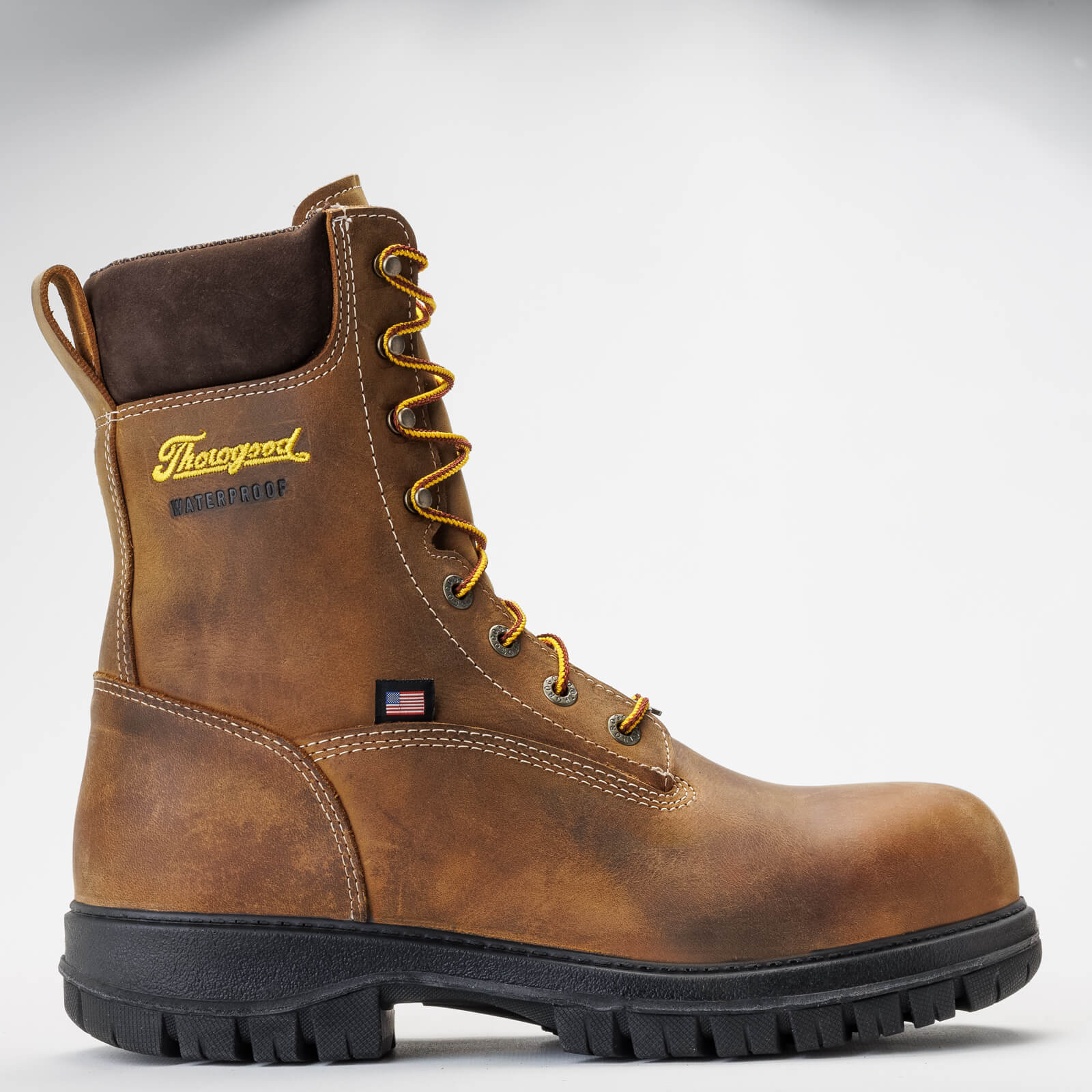 Thorogood Men's Genesis Series 8" Round Toe Waterproof Work Boot - Chestnu t- 804-4249 7 / Medium / Chestnut - Overlook Boots