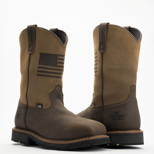 Thorogood Men's Western 11" Safety Toe Waterproof Slip Resistant Work Boot -Tan- 804-4338 - Overlook Boots