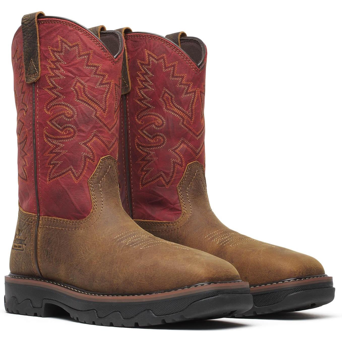Thorogood Men's Buffalo Ridge 11" Square Toe WP Western Work Boot - Brown - 804-4341 7 / Medium / Brown - Overlook Boots
