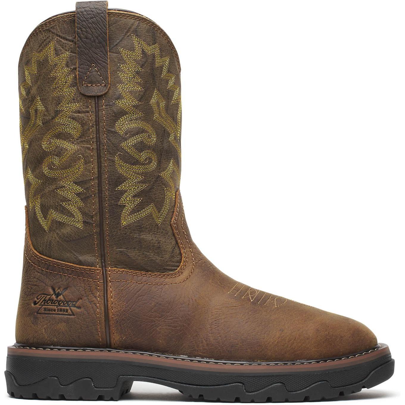 Thorogood Men's Buffalo Ridge 11" Square Toe WP Western Work Boot - Brown - 804-4342 7 / Medium / Brown - Overlook Boots
