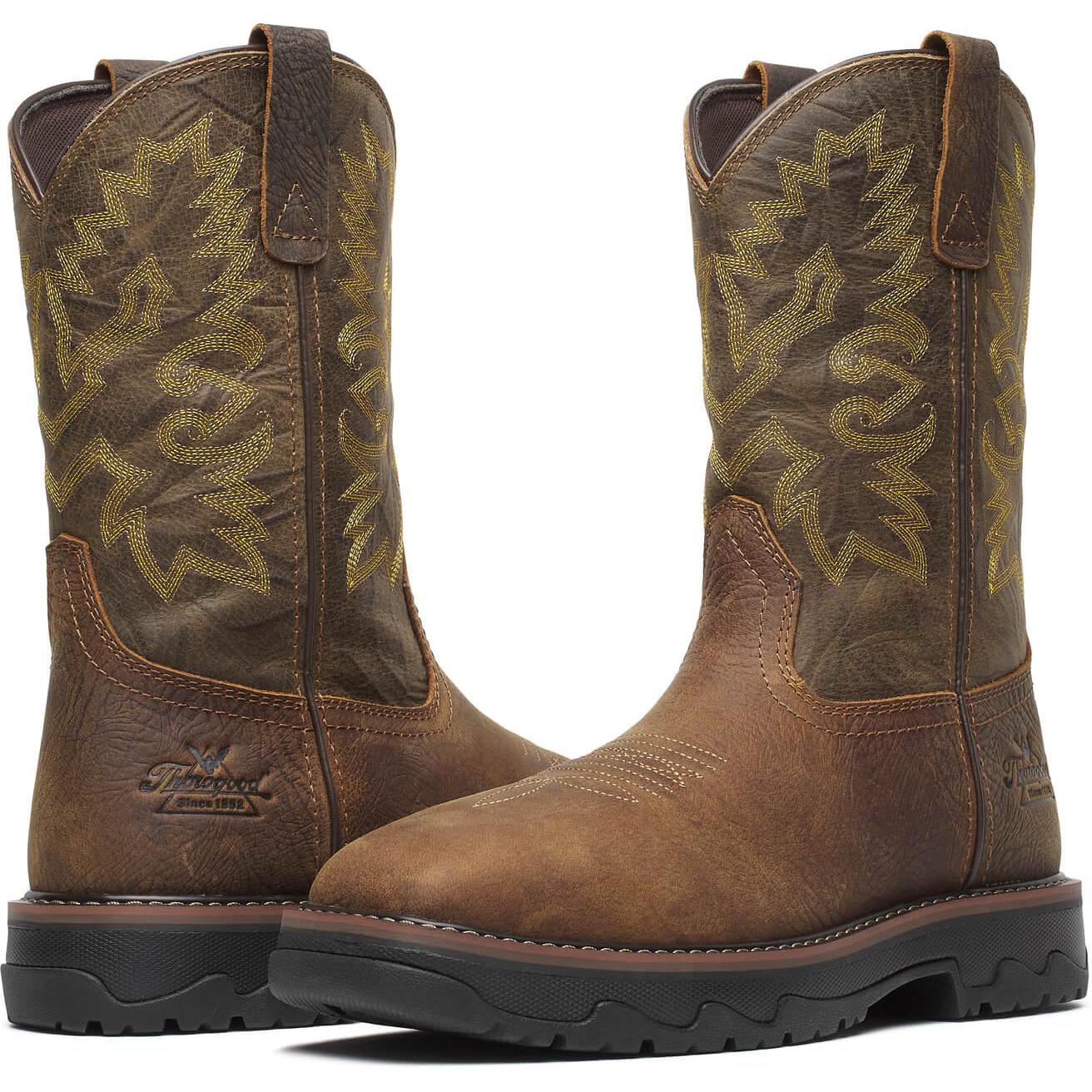 Thorogood Men's Buffalo Ridge 11" Square Toe WP Western Work Boot - Brown - 804-4342 - Overlook Boots